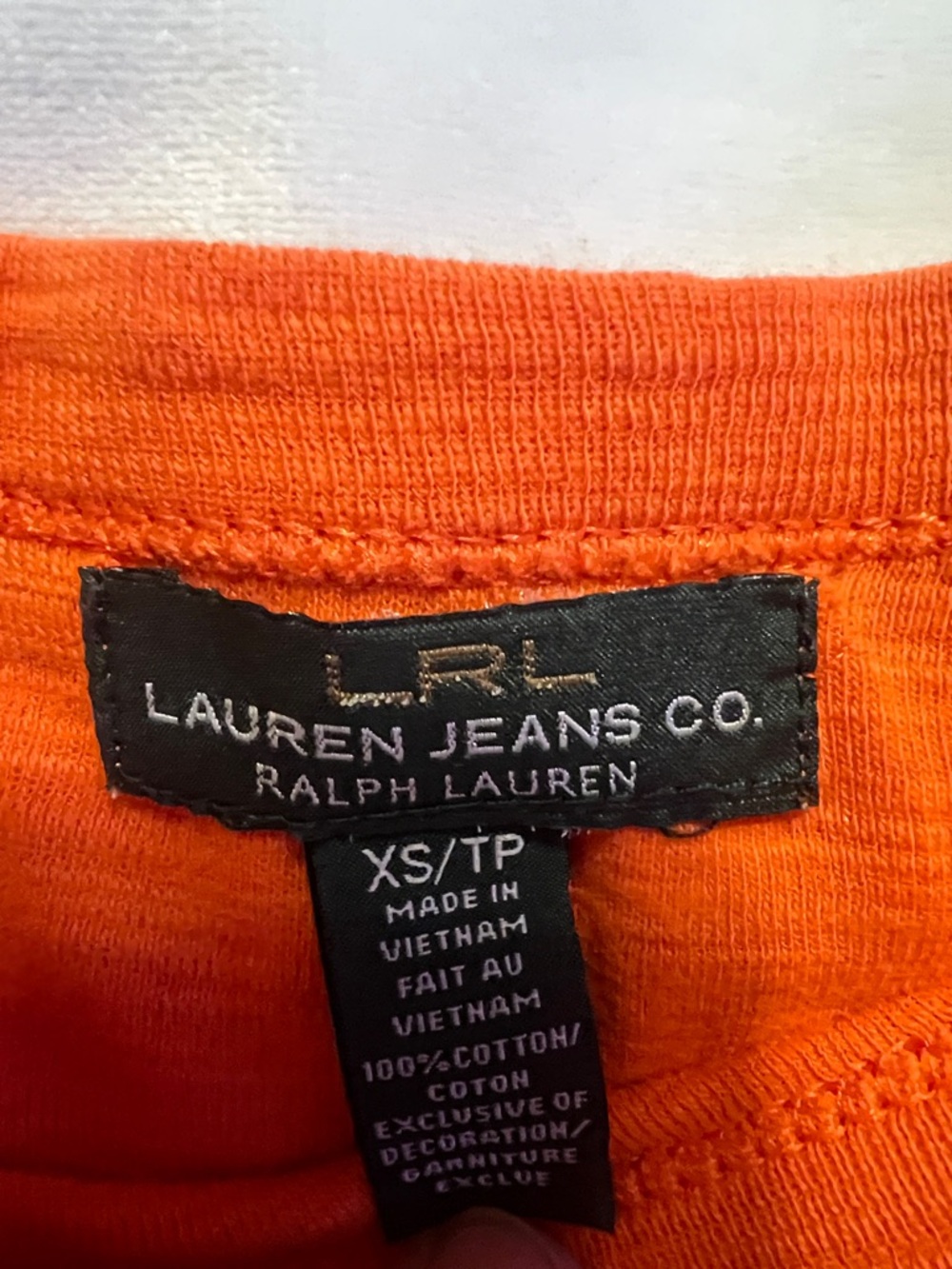 Lauren Ralph Lauren Bright Orange Button-Shoulder Long Sleeve Tee XS - Picture 2 of 4